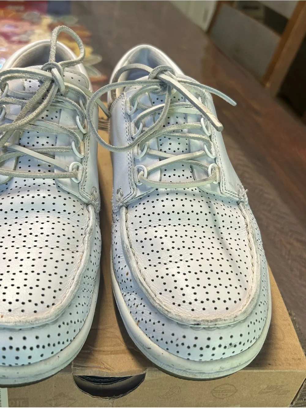 Nike Men’s White Perforated Leather Boat Shoes